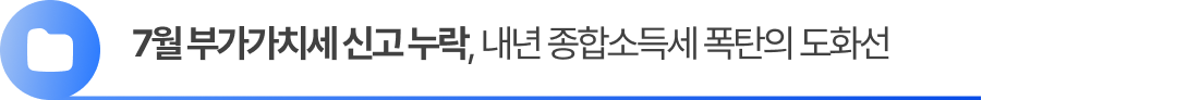 7월 부가가치세 신고 누락, 내년 종합소득세 폭탄의 도화선이 됩니다.